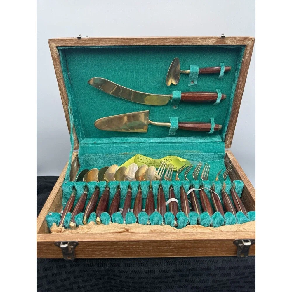 Johnny's Gems Thailand 19 Piece Spoons Forks Serving Spoon Flatware Vintage